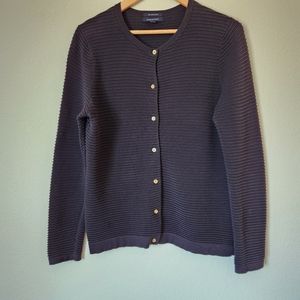 Womens Lands End Black Buttoned Long Sleeve Shirt Size S (6-8)